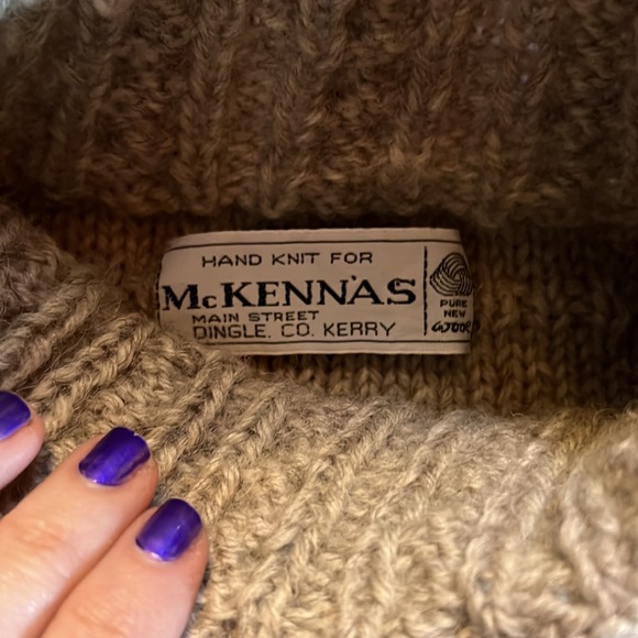 MCKENNA'S VINTAGE WOOL SWEATER OVERSIZED CHUNKY HAND KNIT CREAM MADE IN IRELAND - Picture 6 of 12